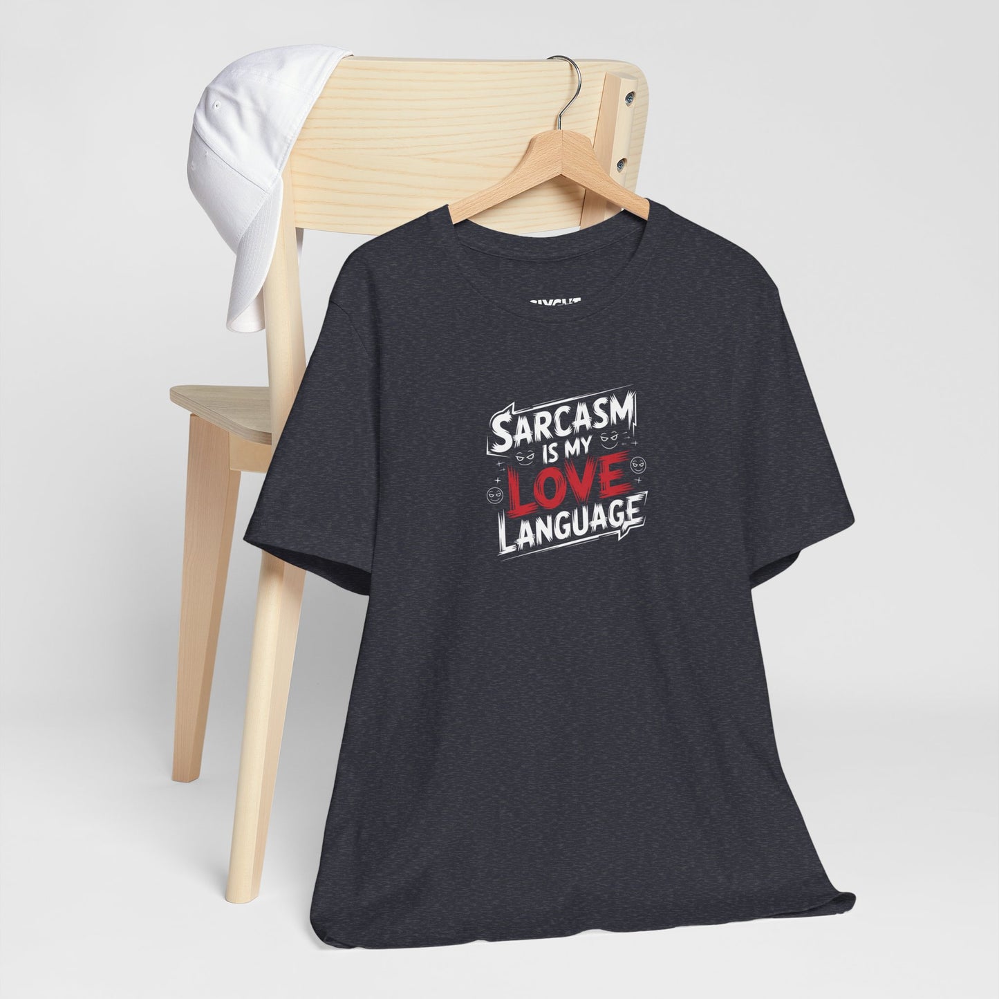 "Sarcasm Language" Unisex Tee – Speak Fluent Sass in Style -color - Heather Navy - available in USA