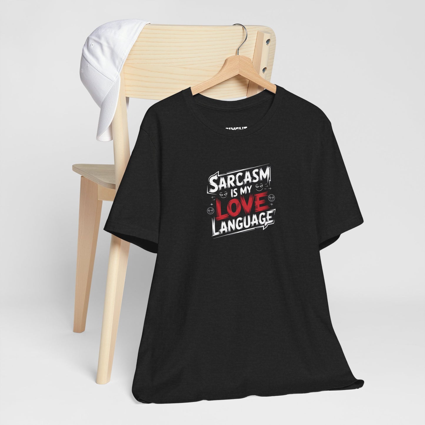 "Sarcasm Language" Unisex Tee – Speak Fluent Sass in Style -color - Solid Black Blend - available in USA