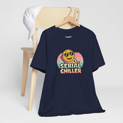 "Serial Chiller" Unisex Jersey Tee – Chill in Style, Always -color - Navy - available in USA