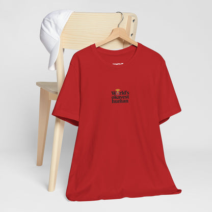 "World's Okayest Human" Tee – Because Perfection is Overrated -color - Red - available in USA