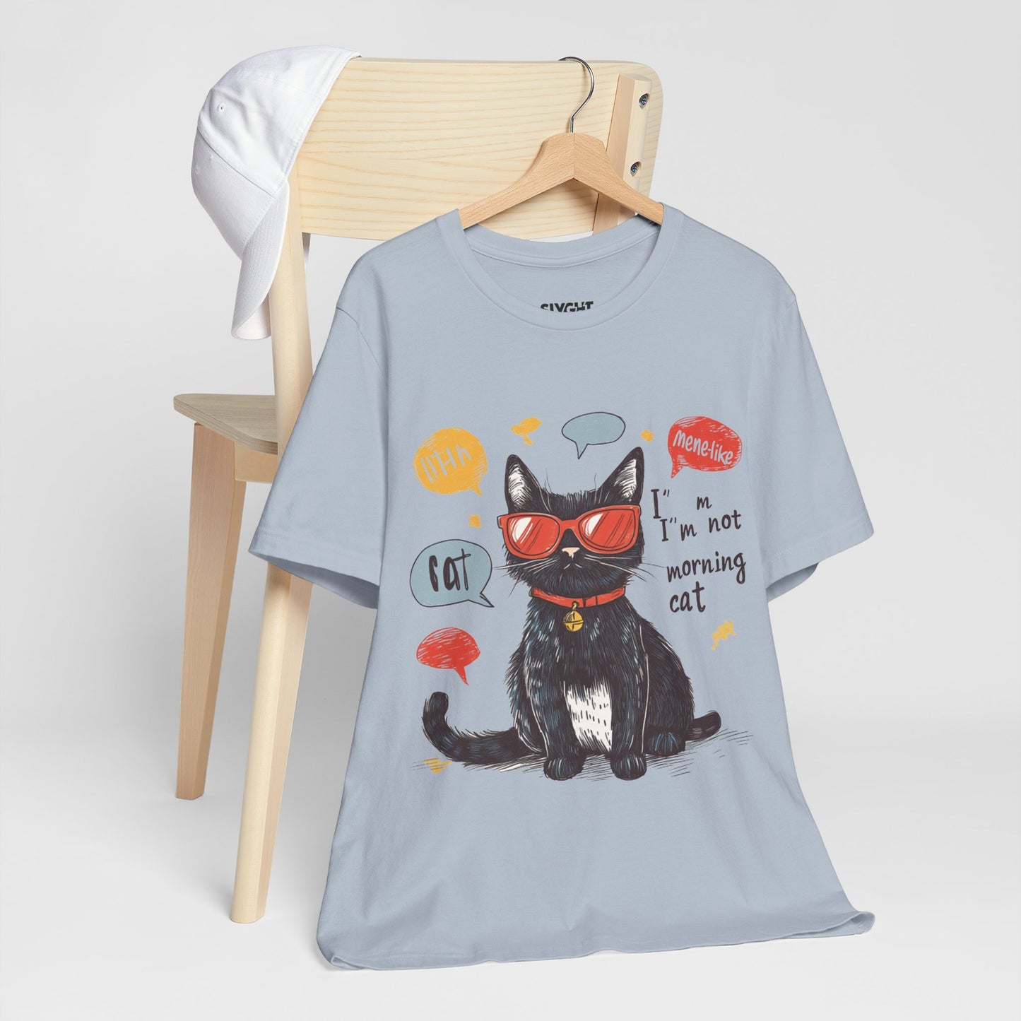 "Catitude in Color" Classic Tee – Purrfection Meets Playfulness -color - Light Blue - available in USA