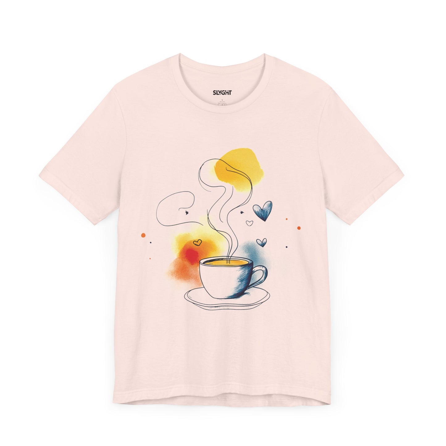 "Coffee Dreamer" Pastel Line Art Tee – Sip in Style with a Touch of Whimsy -color - Soft Pink - available in USA