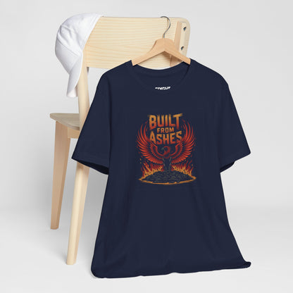 "Built from Ashes" Unisex Jersey Tee – Rise Strong, Burn Brighter -color - Navy - available in USA