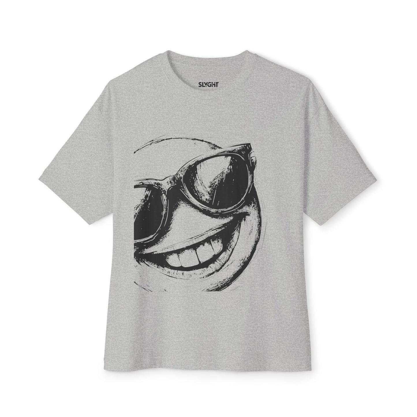 "Shady Smiles" Oversized Boxy Tee – Chill Vibes, Maximum Cool -color - Athletic Heather - available in USA