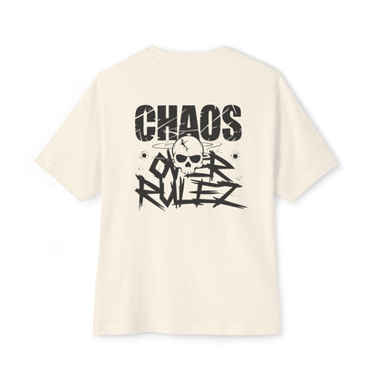 "CHAoS Over RULEz" Oversized Boxy Tee – Where Disorder Meets Style -color - Natural - available in USA