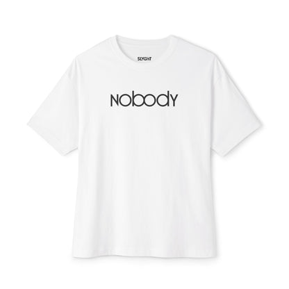 "NOBODY" Oversized Boxy Tee – Because Somebody's Got to Wear It -color - White - available in USA