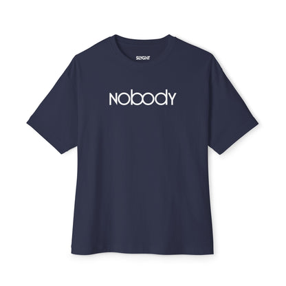 "NOBODY" Oversized Boxy Tee – Because Somebody's Got to Wear It -color - Navy - available in USA