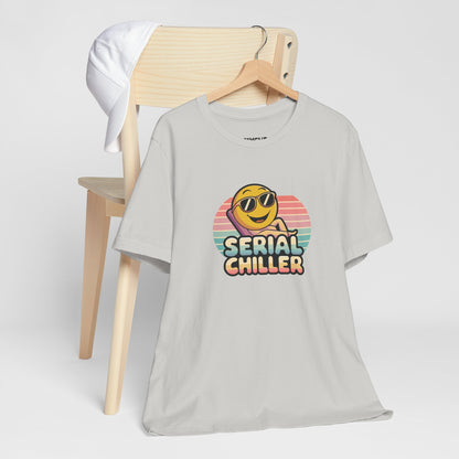 "Serial Chiller" Unisex Jersey Tee – Chill in Style, Always -color - Silver - available in USA