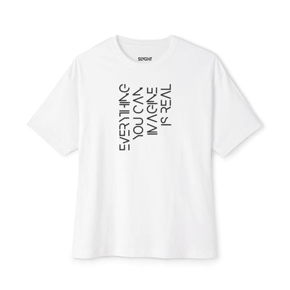 "Imagine More" Oversized Boxy Tee – Where Creativity Meets Comfort -color - White - available in USA