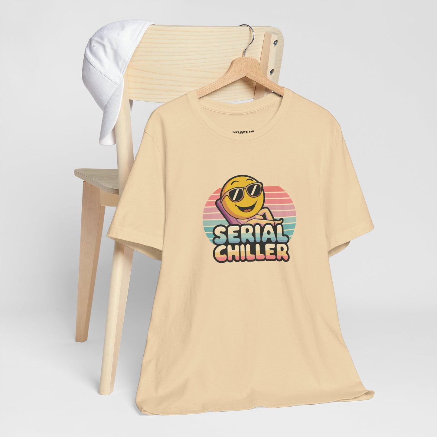 "Serial Chiller" Unisex Jersey Tee – Chill in Style, Always -color - Soft Cream - available in USA