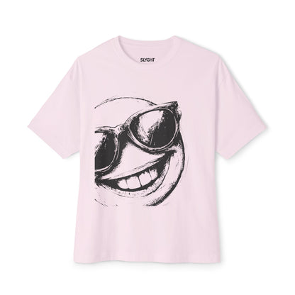 "Shady Smiles" Oversized Boxy Tee – Chill Vibes, Maximum Cool -color - Soft Pink - available in USA