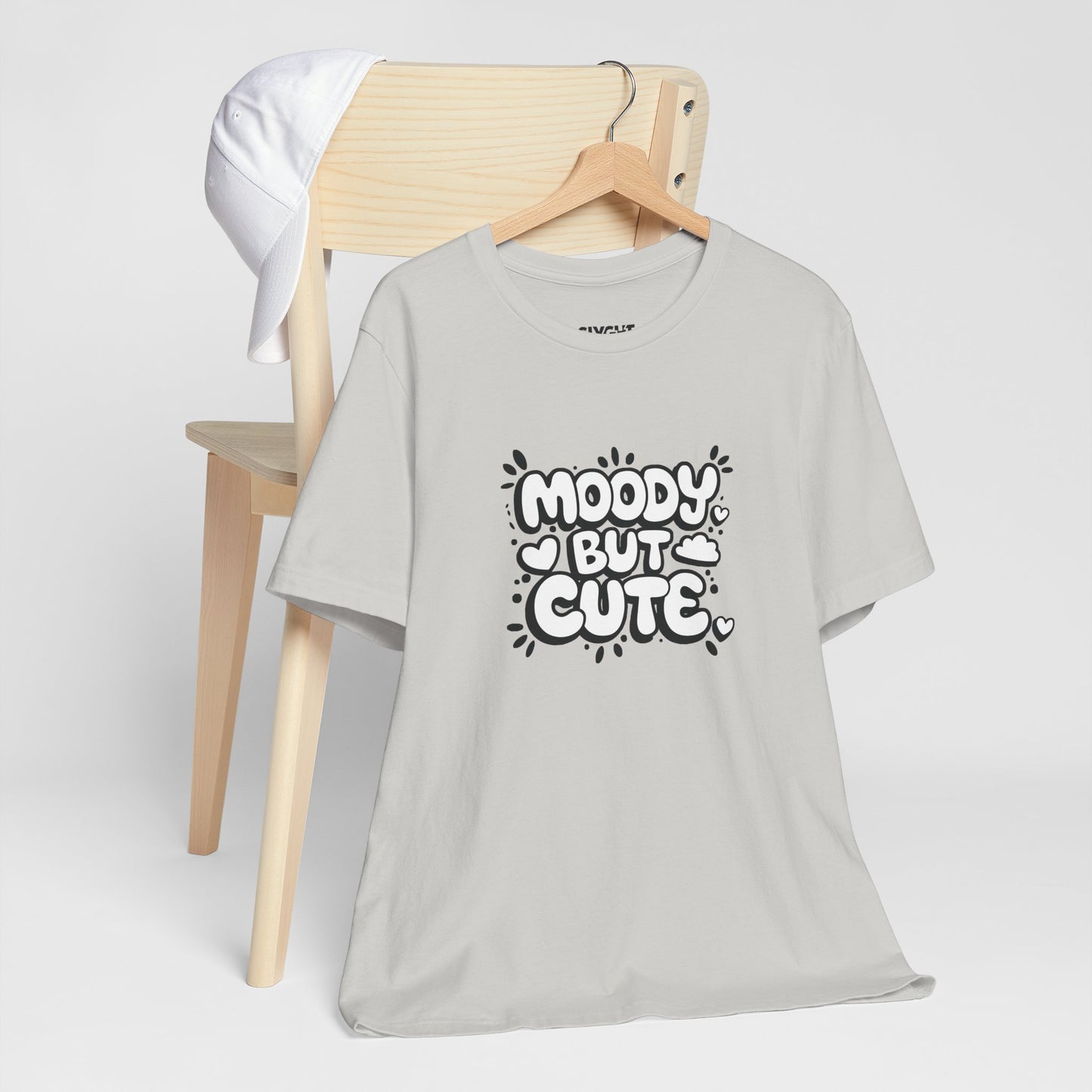 "Moody but Cute" Classic Tee – Because Why Choose? -color - Silver - available in USA