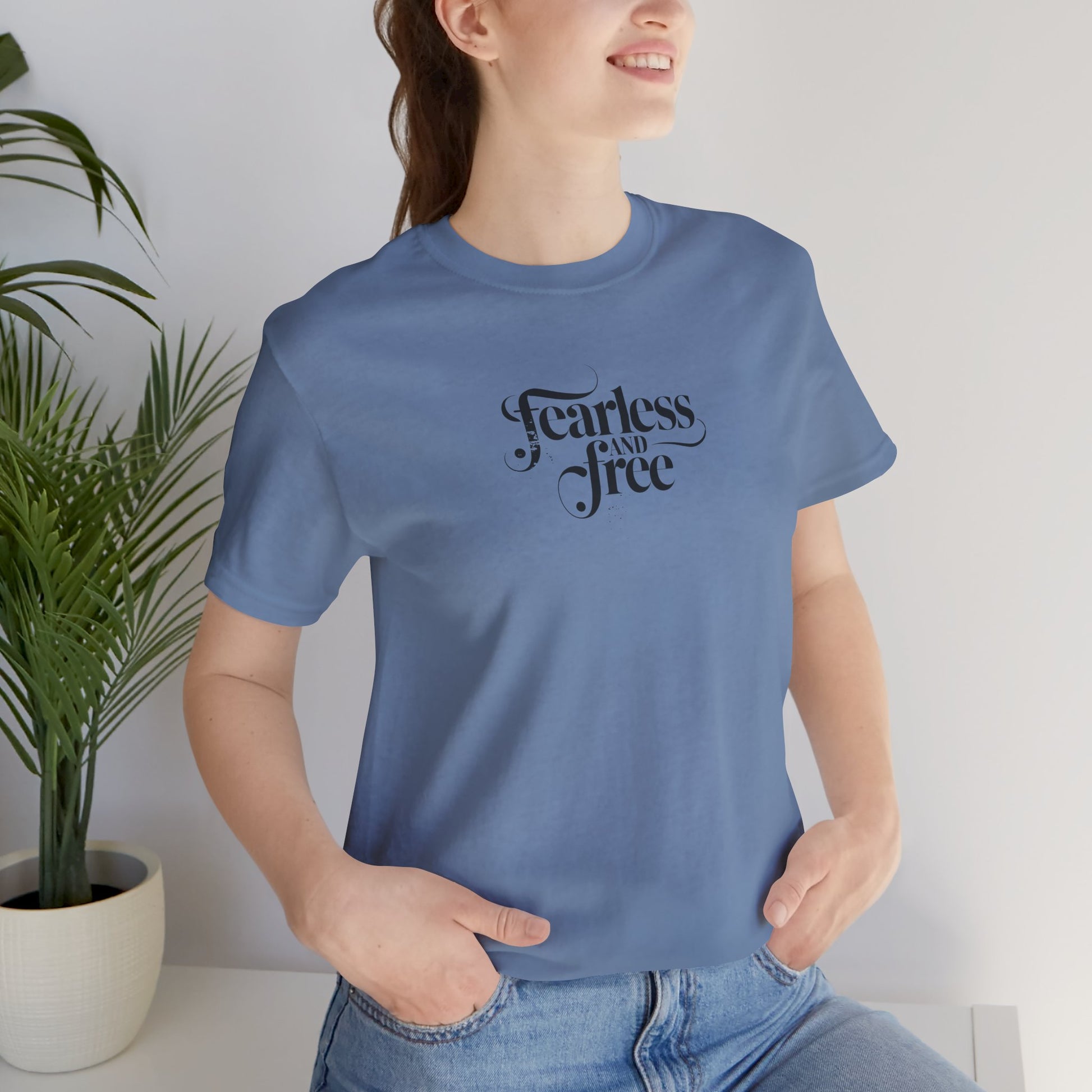 "Fearless and Free" Unisex Jersey Tee – Minimalist Power, Maximum Comfort -color - - available in USA