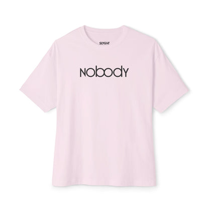 "NOBODY" Oversized Boxy Tee – Because Somebody's Got to Wear It -color - Soft Pink - available in USA