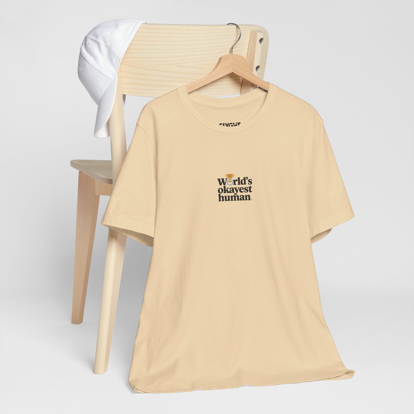 "World's Okayest Human" Tee – Because Perfection is Overrated -color - Soft Cream - available in USA