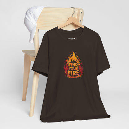 "Find Your Fire" Fiery Graphic Tee – Ignite Your Passion in Style -color - Brown - available in USA