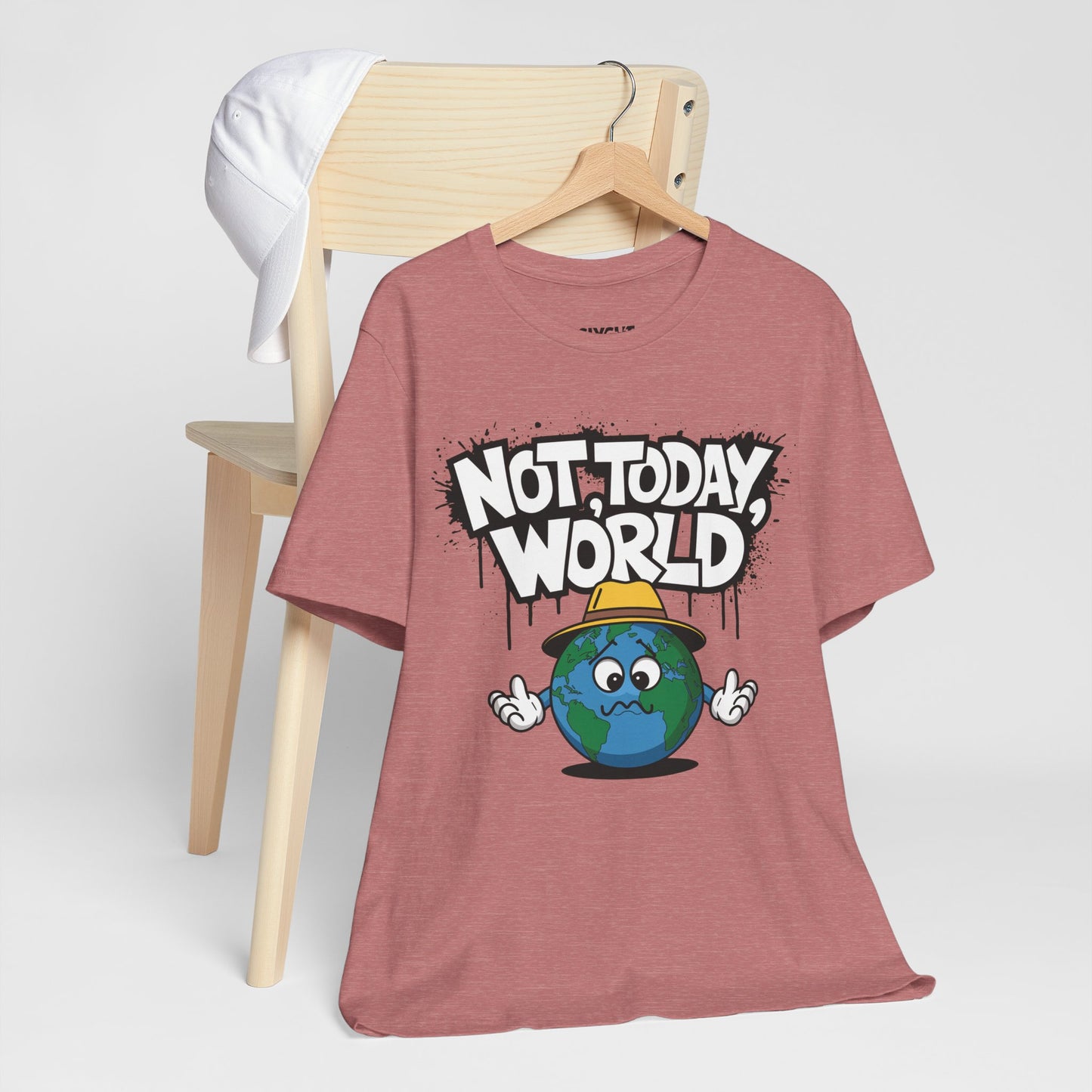 "Not Today, World" Classic Tee – The Ultimate Mood in Style -color - Heather Mauve - available in USA