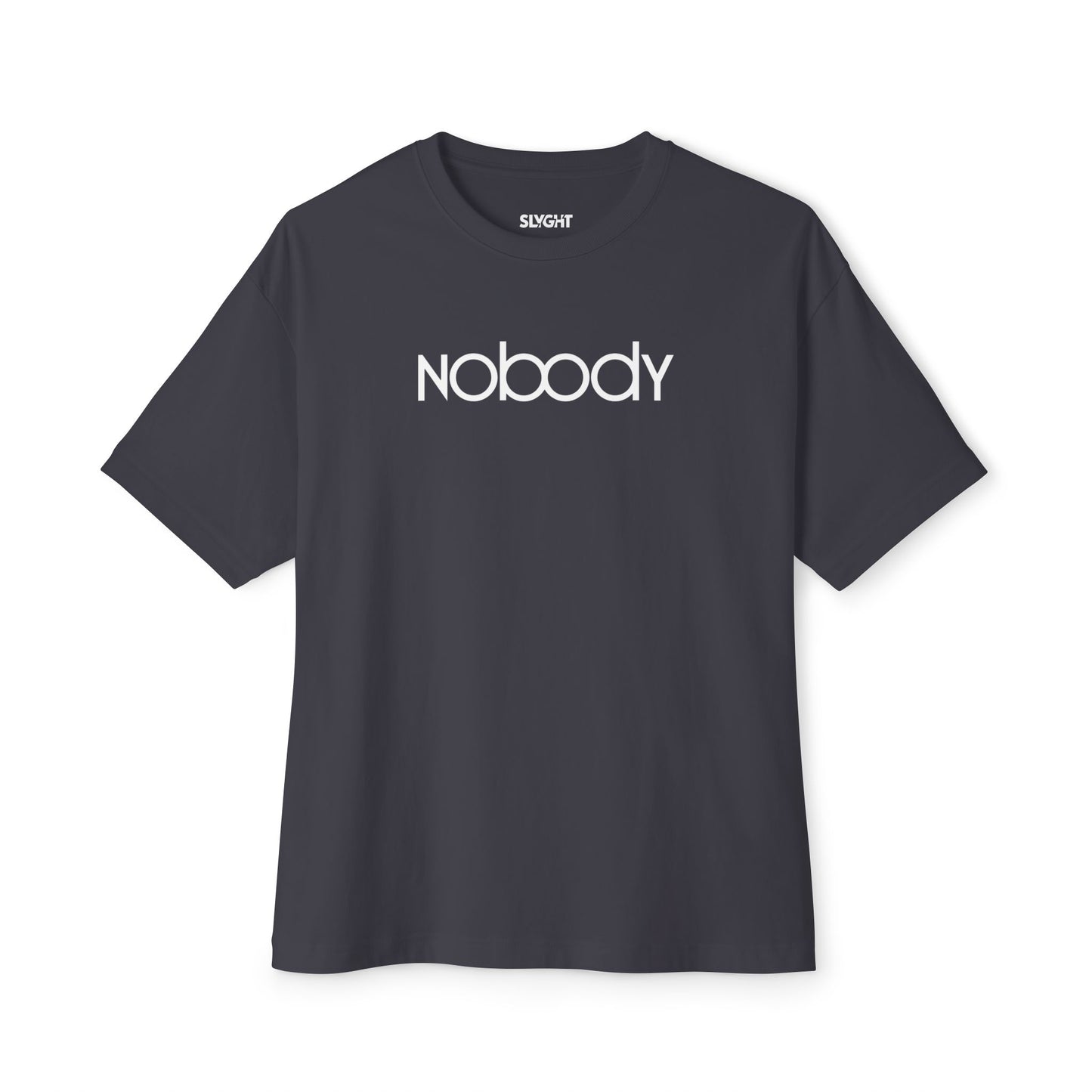 "NOBODY" Oversized Boxy Tee – Because Somebody's Got to Wear It -color - Dark Grey - available in USA