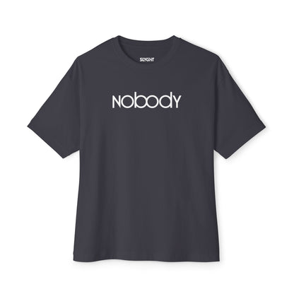 "NOBODY" Oversized Boxy Tee – Because Somebody's Got to Wear It -color - Dark Grey - available in USA