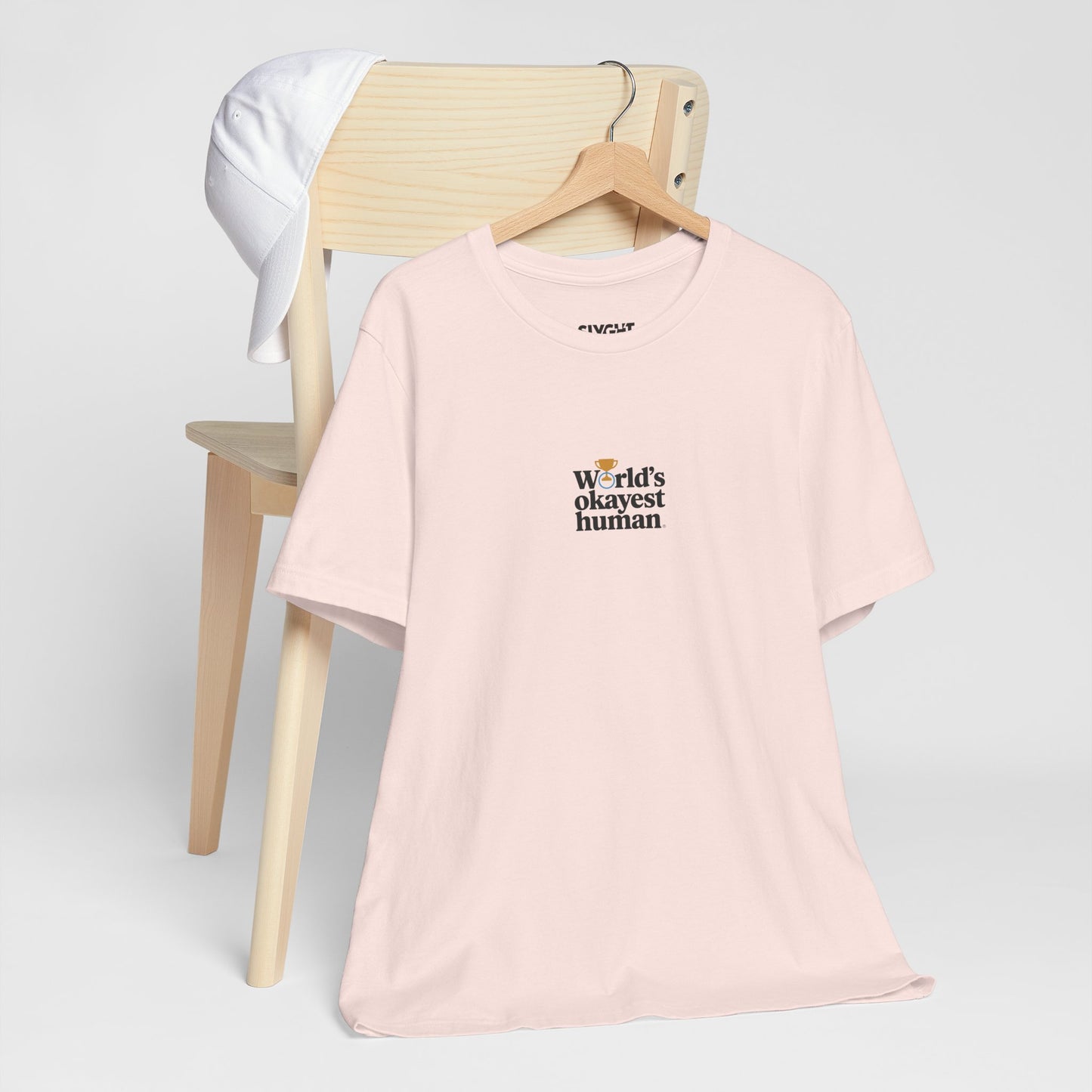 "World's Okayest Human" Tee – Because Perfection is Overrated -color - Soft Pink - available in USA