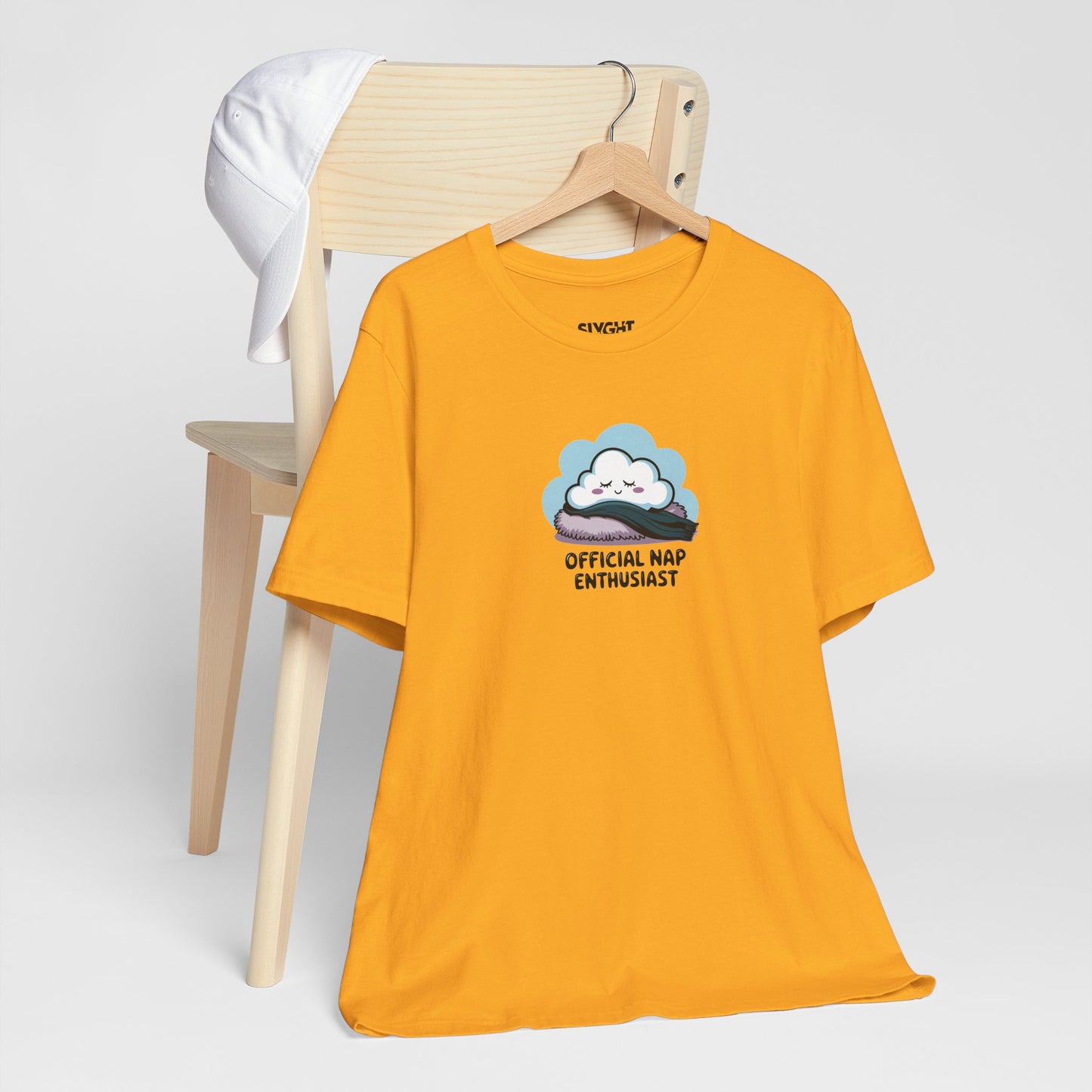 "Official Nap Enthusiast" Unisex Tee – Dream Big, Nap Bigger -color - Gold - available in USA