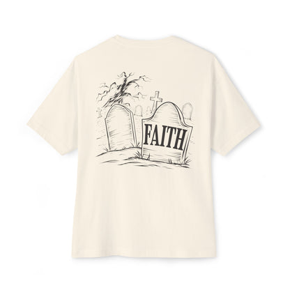 "Faith in the Shadows" Oversized Boxy Tee – Wear Your Edge with Confidence -color - Natural - available in USA