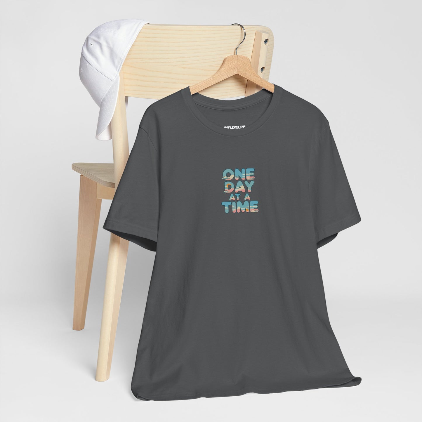 "One Day at a Time" Classic Tee – Your Daily Dose of Calm in Cotton -color - Asphalt - available in USA