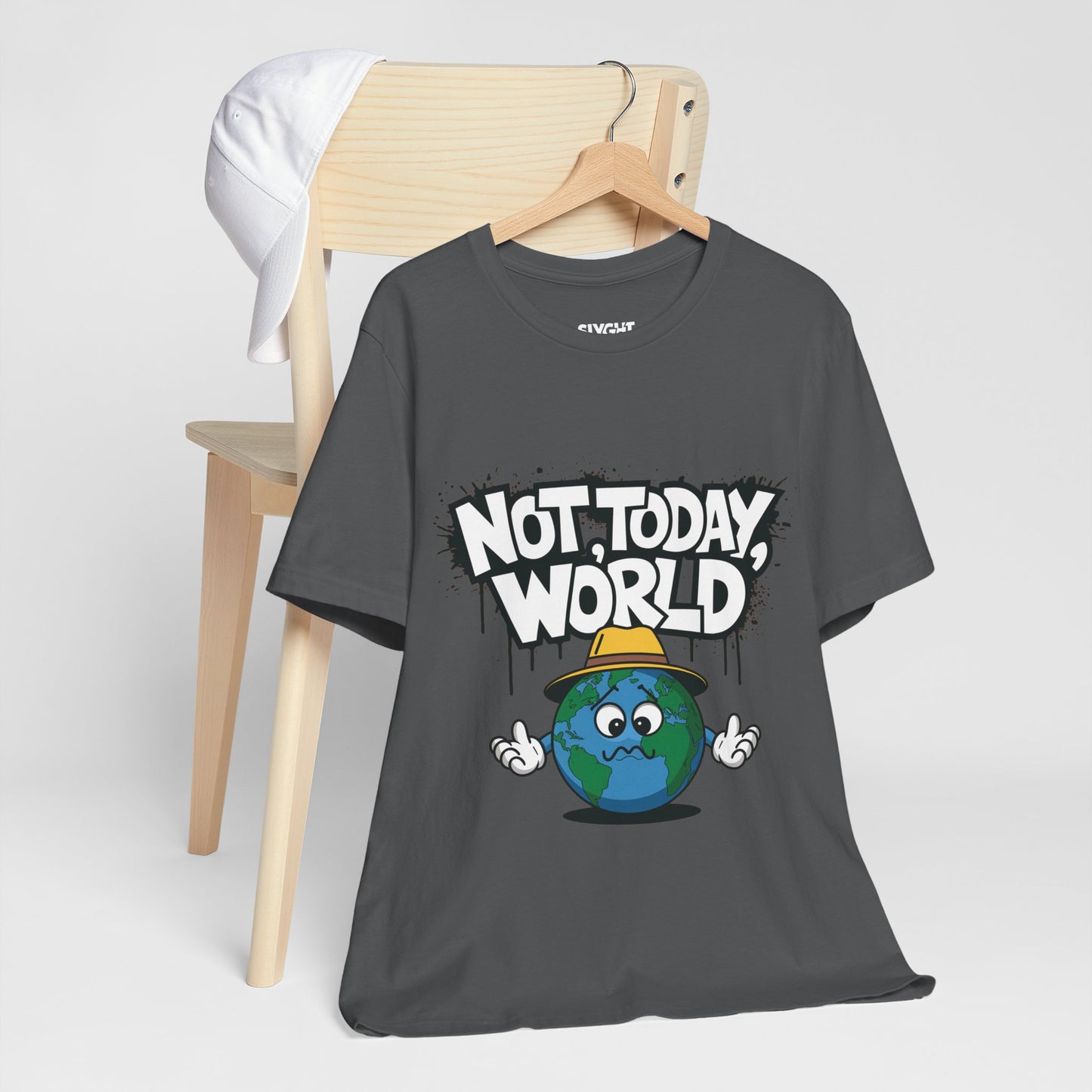 "Not Today, World" Classic Tee – The Ultimate Mood in Style -color - Asphalt - available in USA