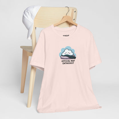 "Official Nap Enthusiast" Unisex Tee – Dream Big, Nap Bigger -color - Soft Pink - available in USA