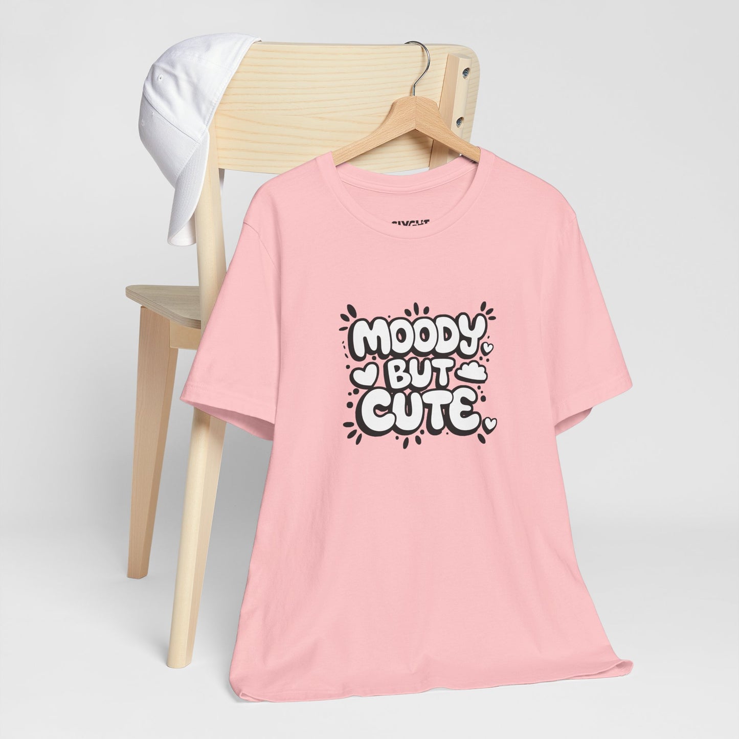 "Moody but Cute" Classic Tee – Because Why Choose? -color - Pink - available in USA