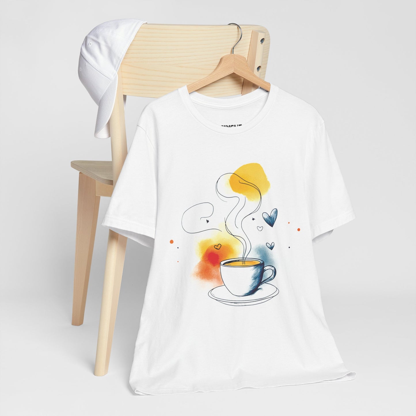 "Coffee Dreamer" Pastel Line Art Tee – Sip in Style with a Touch of Whimsy -color - White - available in USA