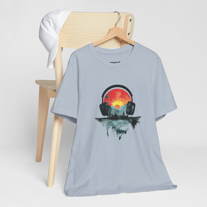 "Vinyl Vibes" Retro Unisex Tee – Feel the Beat, Look the Part -color - Light Blue - available in USA