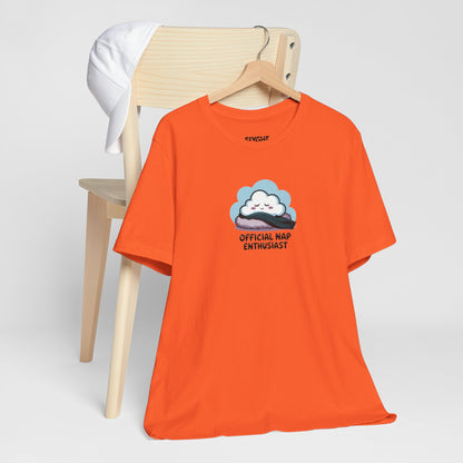 "Official Nap Enthusiast" Unisex Tee – Dream Big, Nap Bigger -color - Orange - available in USA