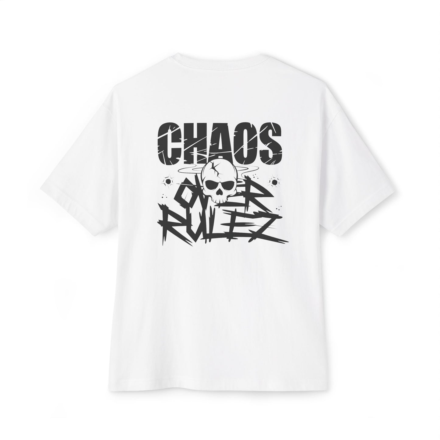 "CHAoS Over RULEz" Oversized Boxy Tee – Where Disorder Meets Style -color - White - available in USA