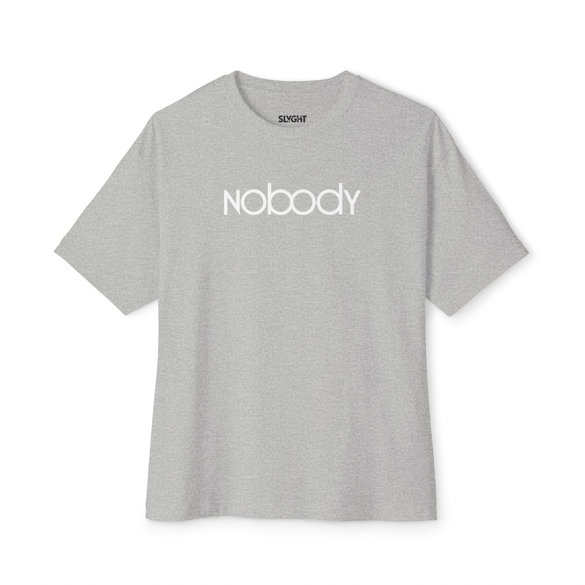 "NOBODY" Oversized Boxy Tee – Because Somebody's Got to Wear It -color - Athletic Heather - available in USA