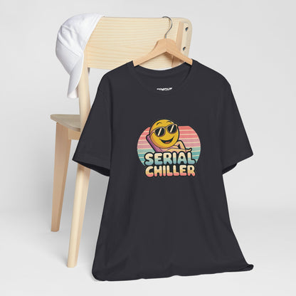 "Serial Chiller" Unisex Jersey Tee – Chill in Style, Always -color - Dark Grey - available in USA