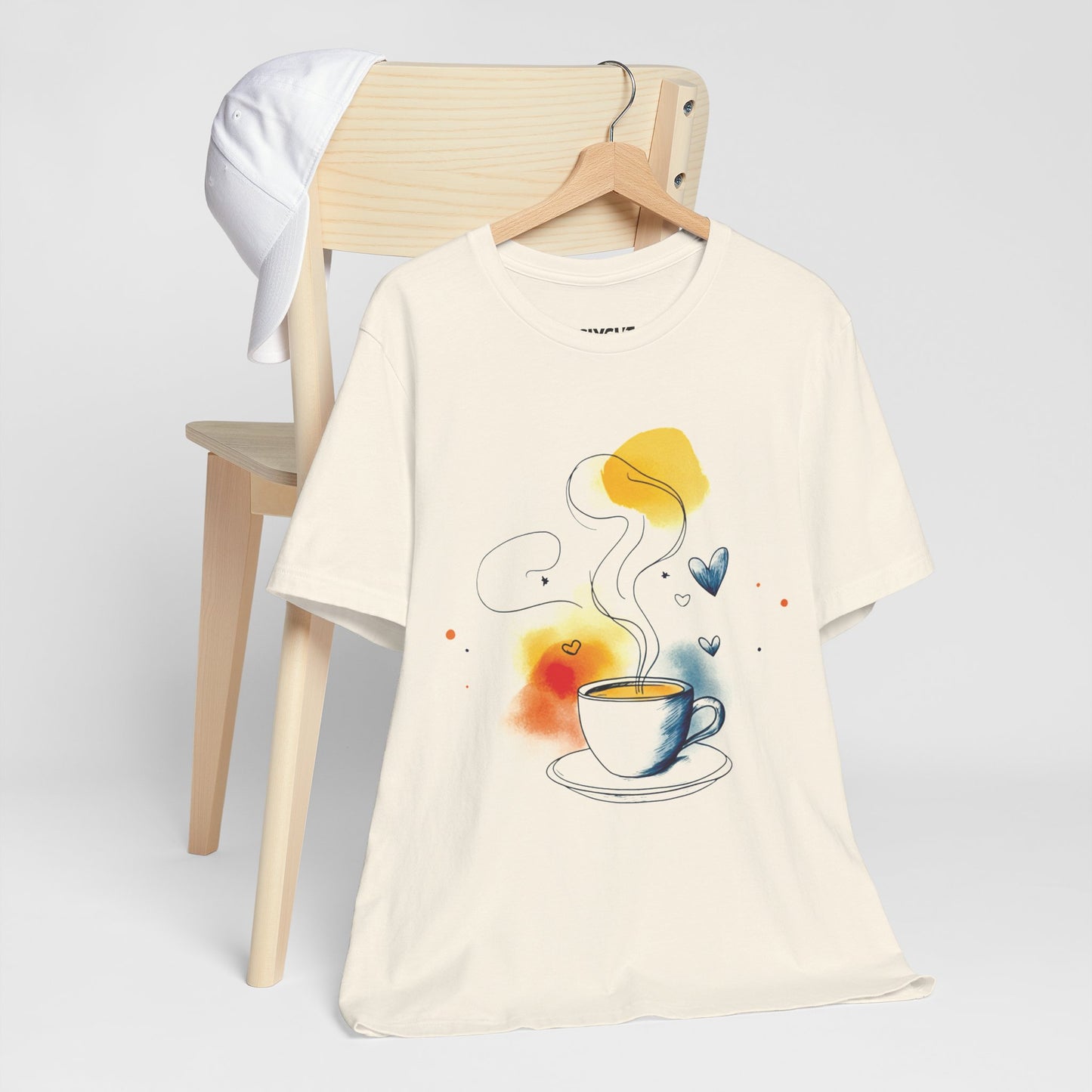 "Coffee Dreamer" Pastel Line Art Tee – Sip in Style with a Touch of Whimsy -color - - available in USA