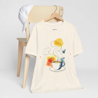 "Coffee Dreamer" Pastel Line Art Tee – Sip in Style with a Touch of Whimsy -color - - available in USA