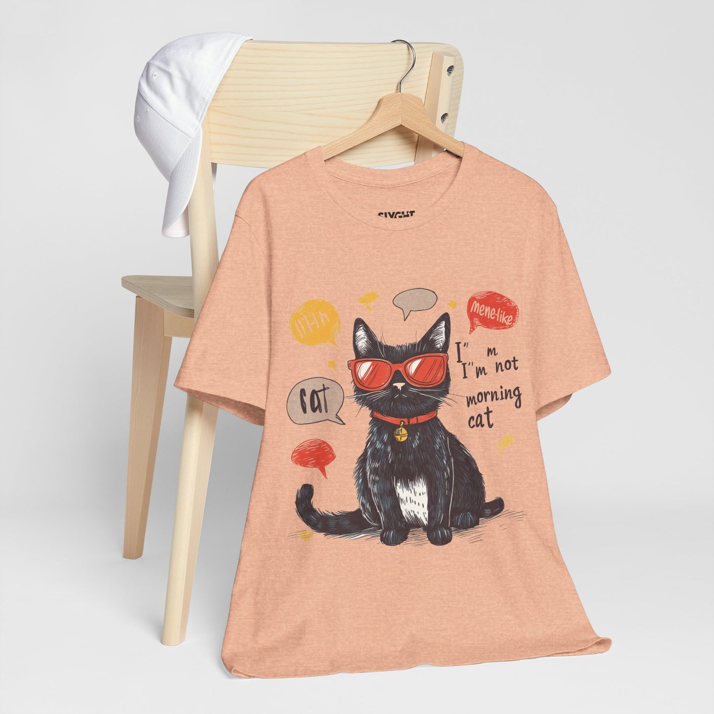 "Catitude in Color" Classic Tee – Purrfection Meets Playfulness -color - Heather Peach - available in USA