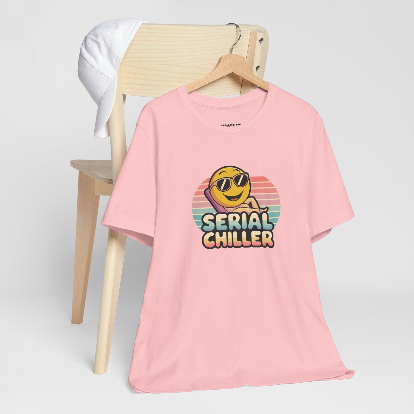 "Serial Chiller" Unisex Jersey Tee – Chill in Style, Always -color - Pink - available in USA