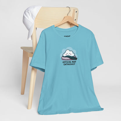 "Official Nap Enthusiast" Unisex Tee – Dream Big, Nap Bigger -color - Turquoise - available in USA