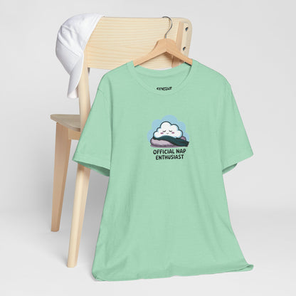 "Official Nap Enthusiast" Unisex Tee – Dream Big, Nap Bigger -color - Heather Mint - available in USA