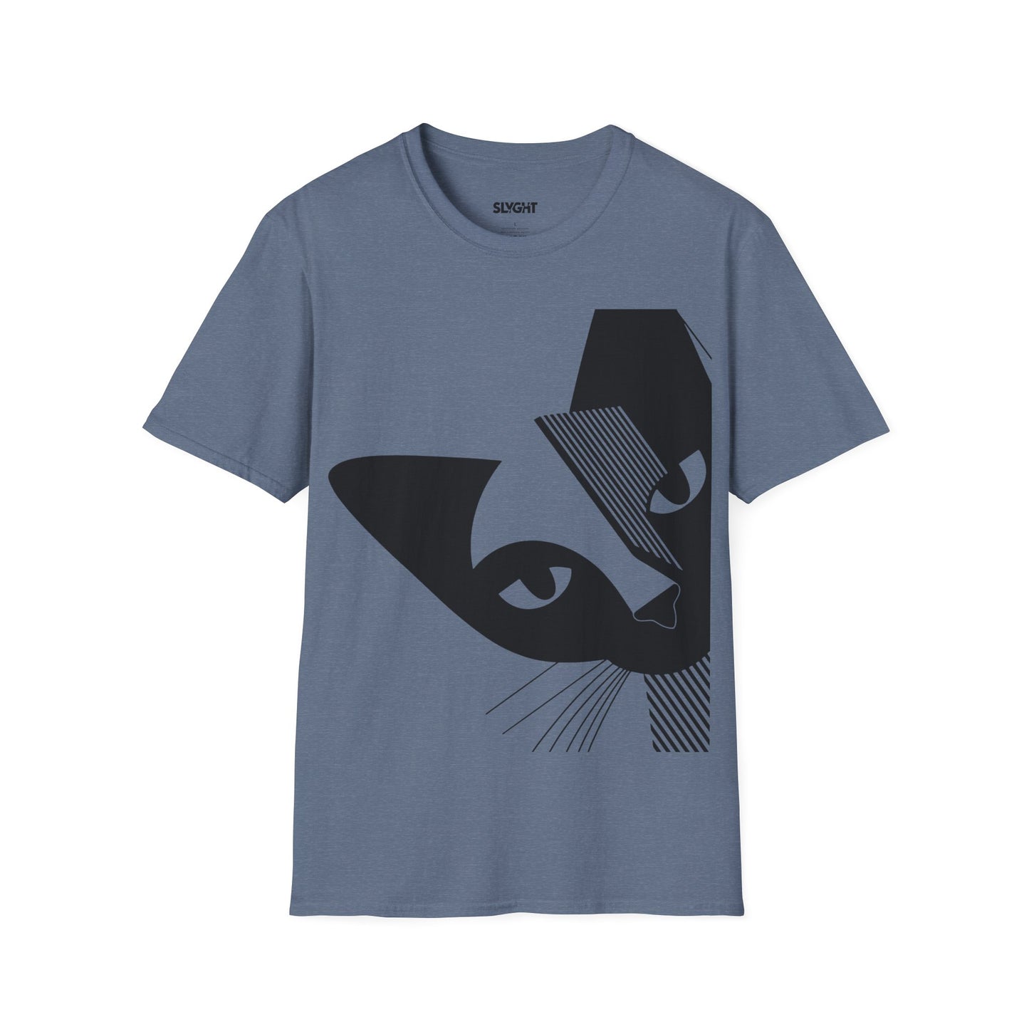 "Abstract Cat" Classic Unisex Tee – Sleek, Simple, and Seriously Cool -color - Heather Indigo - available in USA