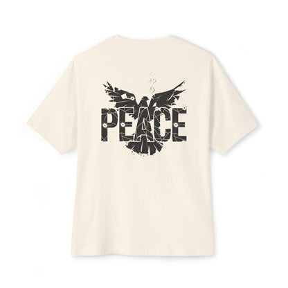 "Shattered Peace" Oversized Boxy Tee – Where Grit Meets Hope -color - Natural - available in USA