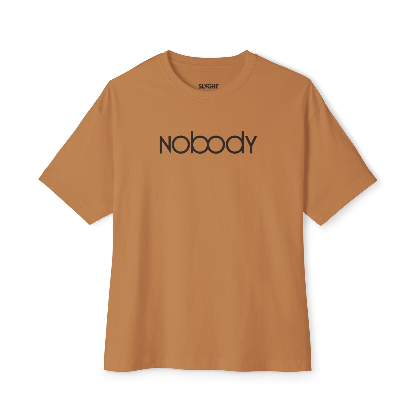 "NOBODY" Oversized Boxy Tee – Because Somebody's Got to Wear It -color - Toast - available in USA