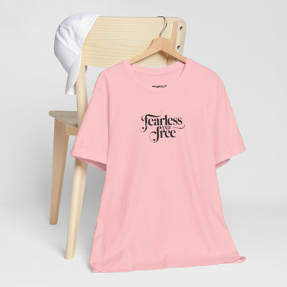 "Fearless and Free" Unisex Jersey Tee – Minimalist Power, Maximum Comfort -color - Pink - available in USA