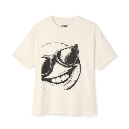 "Shady Smiles" Oversized Boxy Tee – Chill Vibes, Maximum Cool -color - Natural - available in USA