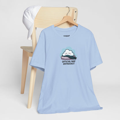 "Official Nap Enthusiast" Unisex Tee – Dream Big, Nap Bigger -color - Baby Blue - available in USA