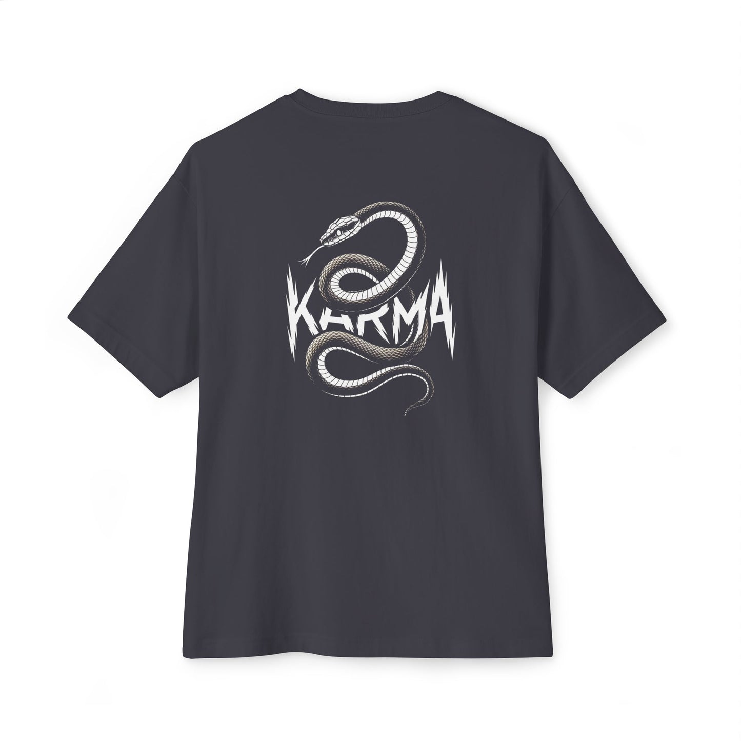 "KARMA" Oversized Boxy Tee – Strike with Style -color - Dark Grey - available in USA