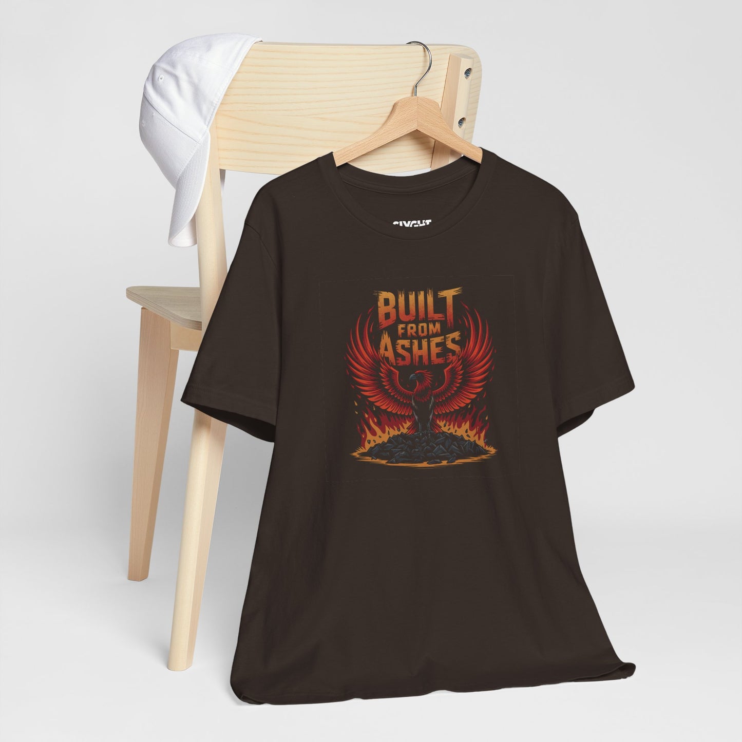 "Built from Ashes" Unisex Jersey Tee – Rise Strong, Burn Brighter -color - Brown - available in USA